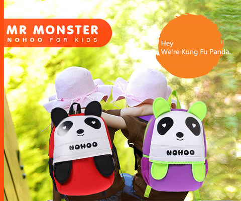 Eco Friendly Neoprene Polyester Remaja Sekolah Ransel dengan Panda Hewan Shape