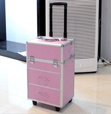 Aluminium Alat Penyimpanan Makeup Trolley Case Wanita Nail Kecantikan / Kosmetik