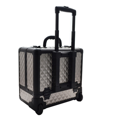 Kosmetik Aluminium Travel Hard Case Trolley dengan 8 Kulit Movable nampan Coklat terang