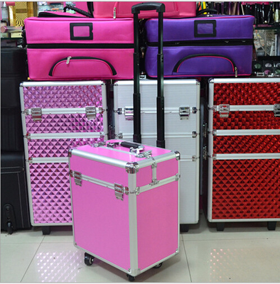 4 Roda konter Makeup Trolley Kasus dengan Logo Sablon / Emboss / Laser